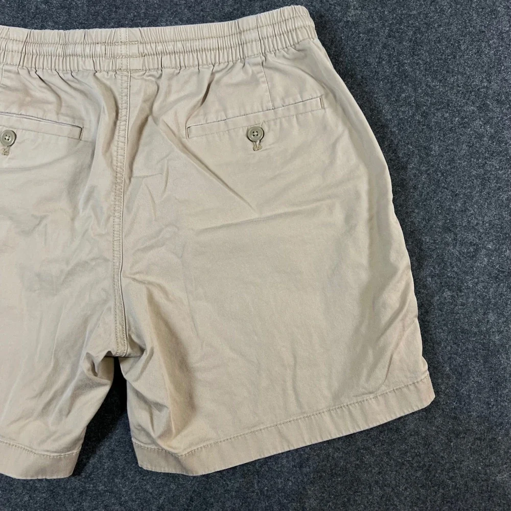 J.Crew Mens Dock Shorts Khaki Tan Elastic Waist Drawstring Size M